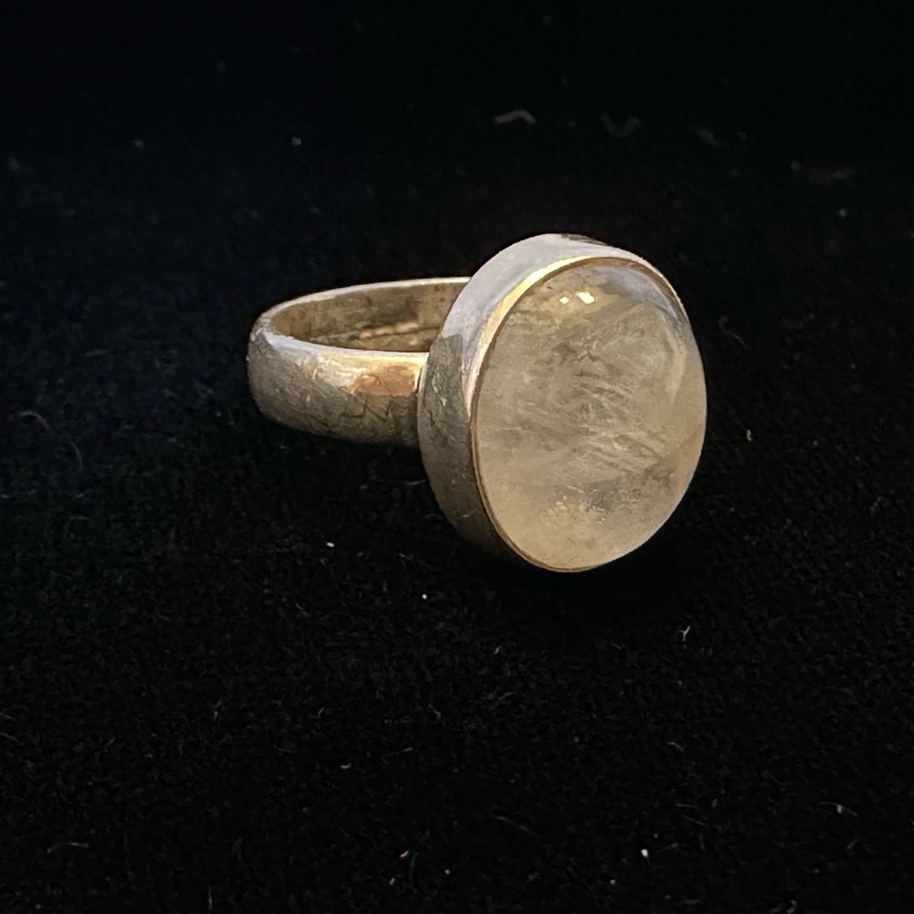 Rainbow Moonstone Translucent Stone Silver Ring - image 6